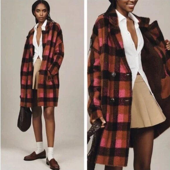 NVLT Jackets & Blazers - Anthropologie NVLT Double Breasted Plaid Coatigan NWOT